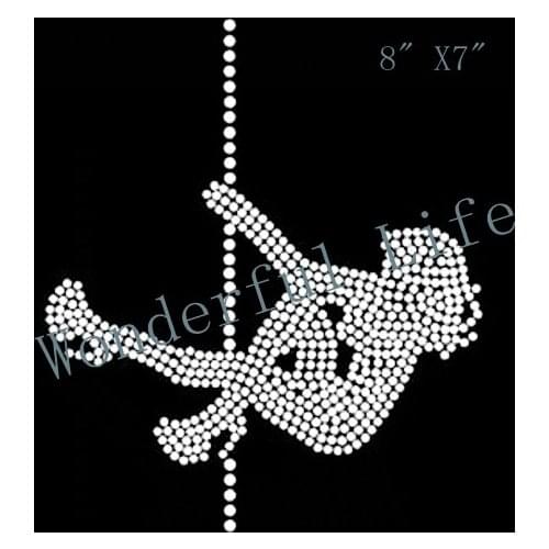 Free shipping Pole Dancer Rhinestone Transfer Design white motif