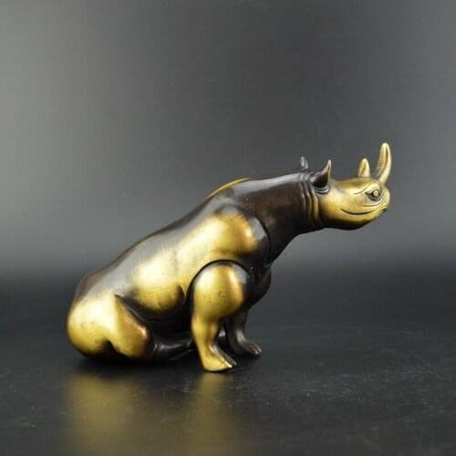 Chinese old collection handwork bronze Rhinoceros statue