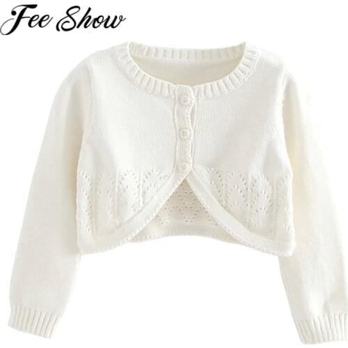 Kids Girls Long Sleeve Cardigan Hollow Out Open Front Bolero Shrug Outwear Cover Up Children Girls Cardigan Sweater Coats