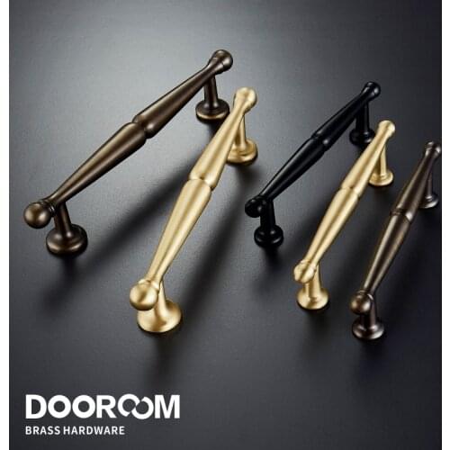 Dooroom Brass Furniture Handles Wardrobe Dresser Cupboard Cabinet Drawer Knob Black Bronze Gold American Pastoral European Pull