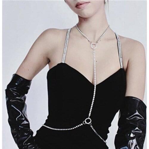 Europe and America Fashion Body Jewellery Belly Chains Neck Chain Charm Woman Young Crystal Annular Beach Nightclub Shining Gift