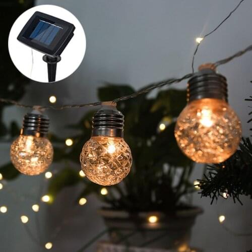 3.8M Solar Globe String Lights 10 Crystal Balls Waterproof LED Fairy Lights 2 Modes For Home Outdoor Garden Wedding Christmas