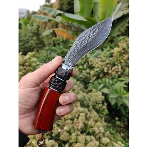 Hot sale Damascus steel VG10 steel straight handle Straight Knife Hunting Knife Outdoor Camping Self-defense Tools