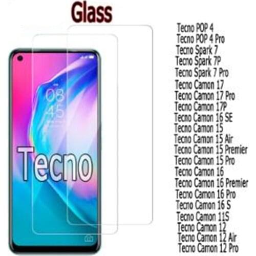 HD Glass For Tecno Camon 17 17P 16 16S 15 11S12 Air Pro Premier S Cover Protector Film On Tecno POP 4 Spark 7P 7 Pro Glass