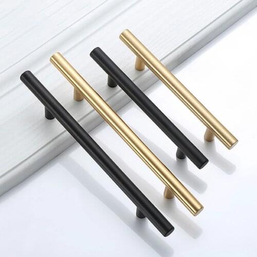 HJY Furniture Cupboard Handle Modern Black/Gold/Silver Handle for Drawer Kitchen Cabinet Wardrobe Door Stainless Steel Pull T018