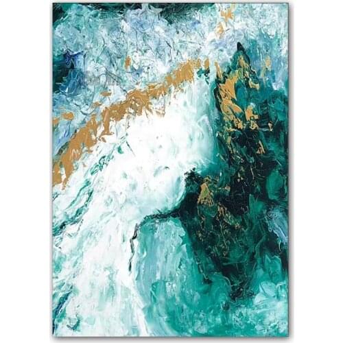 100% Hand Painted Green Oil Paintings on Canvas Wall Picture Modern Abstract Wall Paiting For Room Home Decoration Unframed