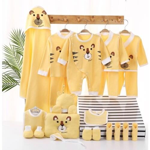 21Pcs/set Baby Girl Boy Clothes Sets Newborn Cotton Clothing Suits for Infant Cartoon Animal Tiger 0-3Months