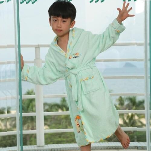 High Quality Bathrobes Kids Big Boys 100% Cotton Hooded Pajamas Spring Summer Autumn Warm Sleepwear Mother Robe Cartoon Robes