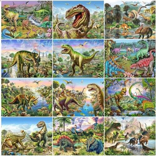 MomoArt 5D Diamond Painting Dinosaur DIY Full Square Diamond Embroidery Cartoon Handmade Gifts Winter Decorations