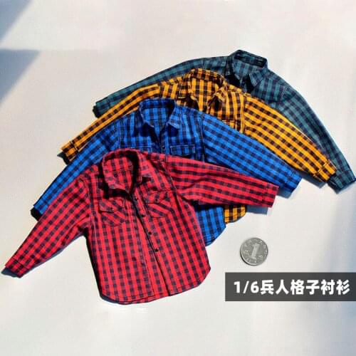 1/6 Male Soldier Programmer Plaid Shirt Jacket Top 12'' Trend Toy Action Figure Clothing Model Accessories Fit Ht Tbl Body Model