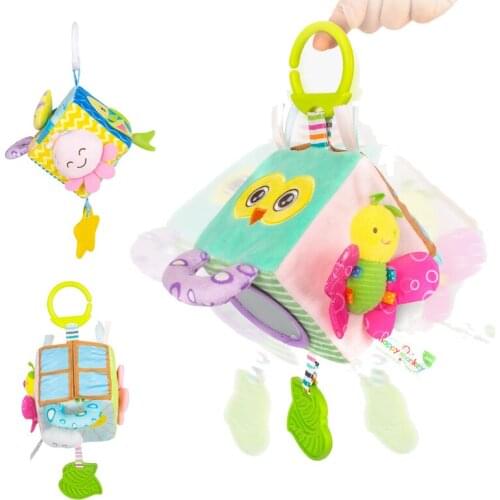 Soft Infant Bed Stroller Toy Square Sky Rattles Ocean Animal Plush Toy With Teether Baby Early Educational Puzzle Sensory Toys
