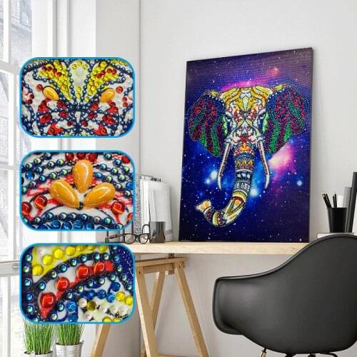 5D DIY Special Shaped Diamond Painting Elephant Cross Stitch Embroidery Kit Animals Picture of Rhinestone Mosaic Home Decor Gift