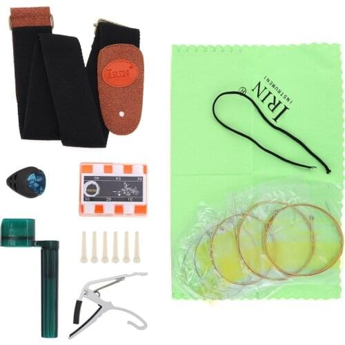 9pcs/lot Guitar Tool Kit Guitar String + Guitar Strap + Metal Capo + Guitar Winder + Pick Etc Guitar Accessories Beginner