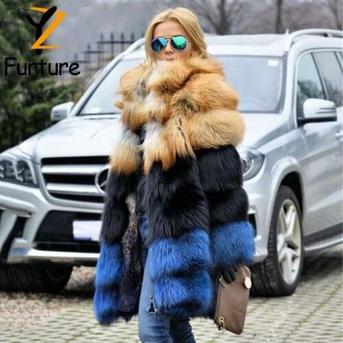 Genuine Natural Real Fox Fur Coat Red Fox Fur Overcoat Women Winter Jacket Warm Thick Fur Clothes 90CM Long Colorful Fashion New