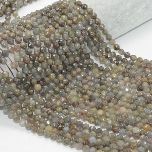 Natural Yellow / Smoky Corundum + Light Sapphire Triangle Faceted Round Beads 6mm