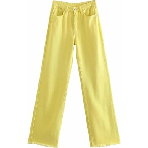 ZA 2021 spring new womens wear European and American style multi-color high waist slimming straight color womens jeans