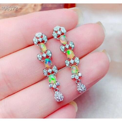Engagement Best Gift Natural and Real OPal Earring 925 sterling silver Fahshion Natural Real Opal Earring