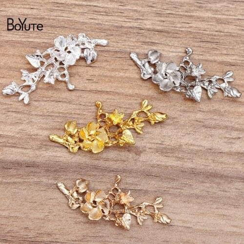 BoYuTe Wholesale (20 Pieces/Lot) 20*44MM Flower Branch Metal Alloy Materials Diy Hand Made Hair Jewelry Accessories