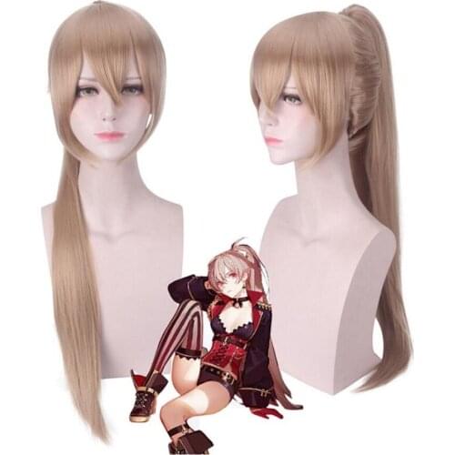 Game Azur Lane Jean Bart cosplay Wig with Ponytail Heat Resistant Fiber long Wigs Synthetic Fake Hair Women Cosplay Costume