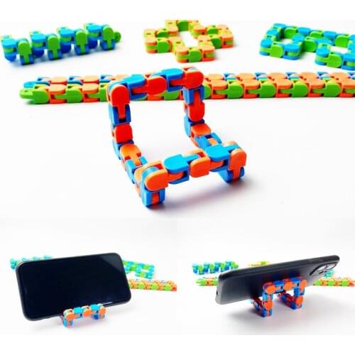 5 Bars Autism Snake Puzzle Tracks Bicycle Chain Track 24 Knot Rotate Chain Anti Stress Toy Classic Squeezing Sensory Figet Toys