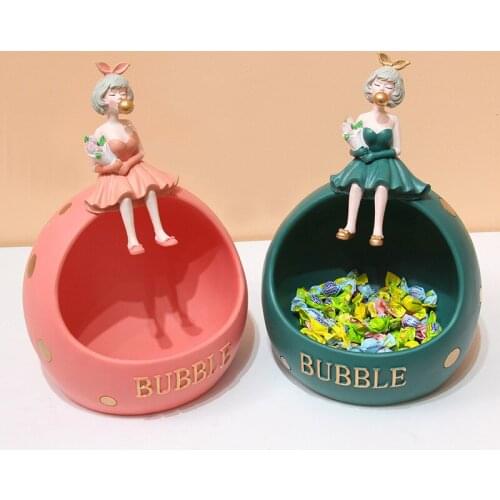 Bubble Girl Entrance Living Room Home Furnishing Key Storage Resin Decoration Desktop Phone Stand Snack Box Decoration Girl Gift