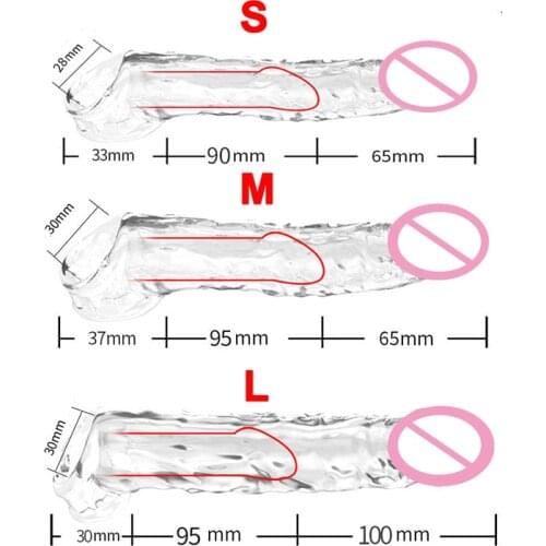 Transparent Penis Sleeve Delay Ejaculation Male Extend Sleeve Reusable Condoms Dildo Sex Toy for Men