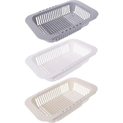 Adjustable Over Sink Dish Drying Rack Drainer Plastic Vegetables Fruit Basket Holder Kitchen Utensil