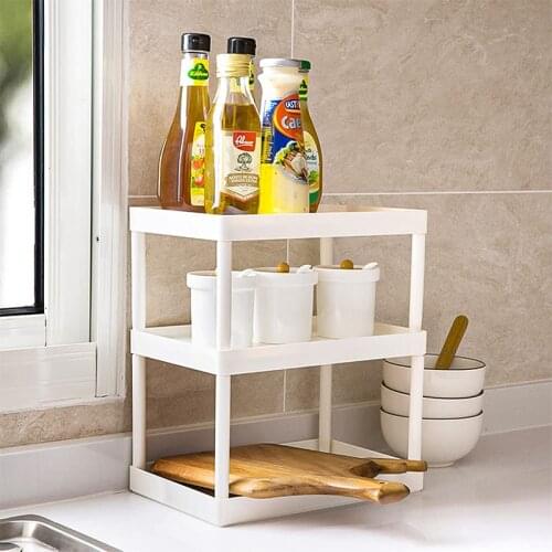 Detachable Double Three Layer Storage Shelf Plastic Multi Desktop Storage Rack Bathroom Kitchen Cabinet Makeup Organizer Holder