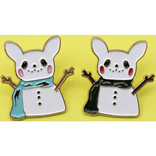 Scarf panda eye snow rabbit metal pins tree branch hand cute ear doll custom badge men and women punk jewelry lapel pin brooch