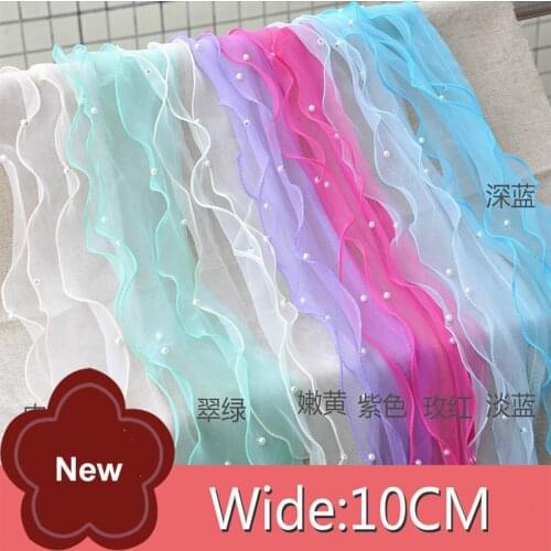 Wide 10CM Modern Organza multi-color Handmade DIY dress wedding accessories skirt lengthened dress neckline lace Yarn fabric