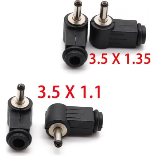3.5x1.35/3.5x1.1 mm DC Power Plug 3.5*1.35/3.5x1.1 mm L-shaped Male 90 Right Angle Single Head Jack Adapter Cord Connector