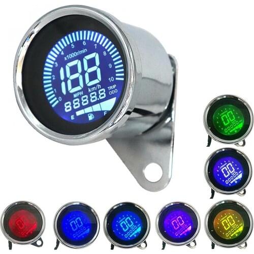 12V Universal Multi-function Motorbike Instrument Display Oil Level Meter LCD Gauge Tachometer Motorcycle Digital Speedometer