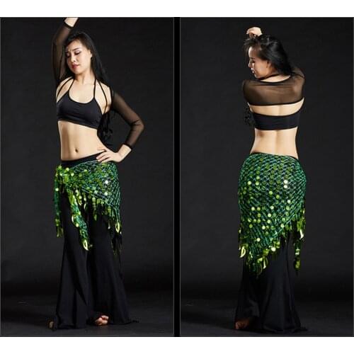 Dancer Gong Piece Triangle Scarf Shawl Belly Dance Costume Waist Chain Hip Scarf Mermaid Wear Women Unitards Clothing