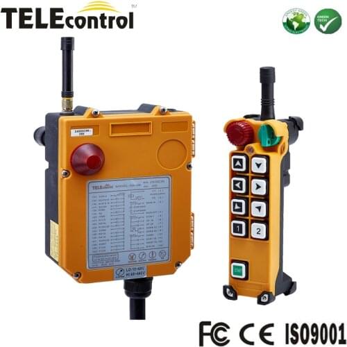 Telecontrol 8 single speed industrial wireless radio crane remote control system with rotary switch mushroom emergency F24-8S