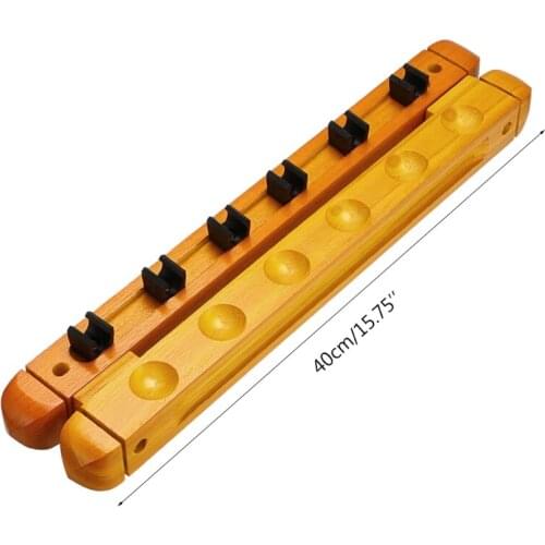 2021 Top Wall Mounted Hardwood Billiard Cue Rack Pool Cue Rack 6 Clips