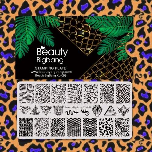 Beauty bigbang Stamping Plates Leopard Snake Animal Skin Pattern Template Nail Art Accessories Stencil Mold XL-099