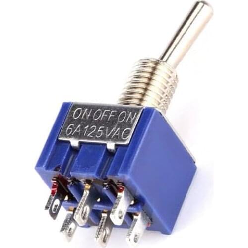 Toggle Switch Blue 6 Pin DPDT ON-OFF-ON 3 Position Stop position CQC UL ROHS Toggle Switch AC 6A/125V