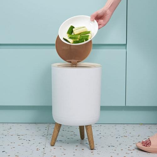 Nordic 7L One-Press Bucket Garbage Tin Trash Can with Lid Waste Basket Cans for Kitchen Bathroom Bedroom Table trash Dustbin