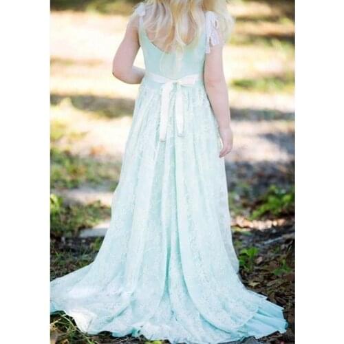 Vintage Boho Flower Girl Dresses for Beach Wedding 2020 Backless High Quality Cap Sleeve Lace Girls Wedding Party Gowns