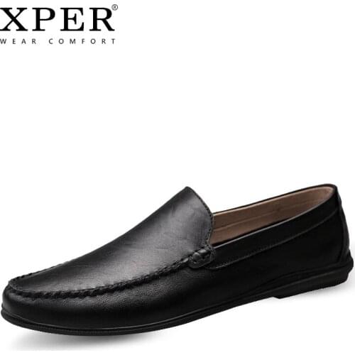 XPER Brand Shoes Men Comfort Leather Loafers Fashion Breathable Soft Casual Footwear Male Handmade Driving Shoes Business #XP038