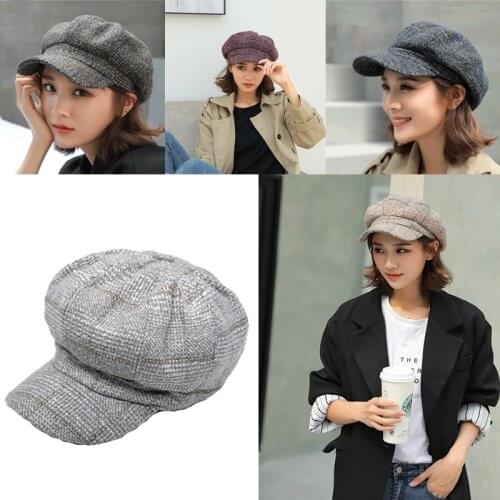 Women Fashion Casual Octagonal Cap Beret Hat Painter Cap Retro Literary Hats Newsboy Cap Ladies Autumn Winter Felt Keep Warm Hat