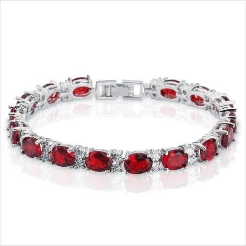 White Gold Filled Womens High Fashion Ruby Bracelet