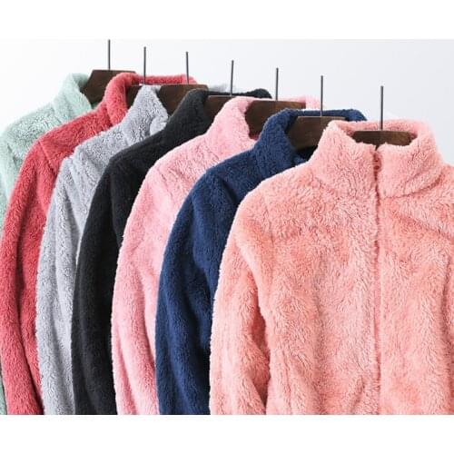 Winter Coral Fleece Coat Womens Fleece Jacket Double-sided Fleece Thickened Coats Warm Outdoor Fleece Top Stormcoat Liner