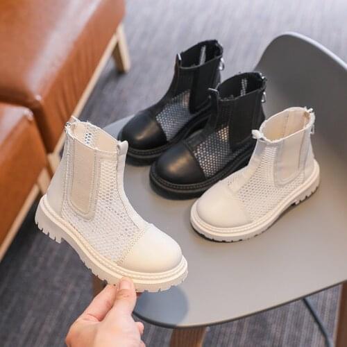 Winter New Mesh 2021 Boots Hollow Out Children Chelsea Boots Casual Autumn Leather School Girls Shoes Kids Motorcycle Boots