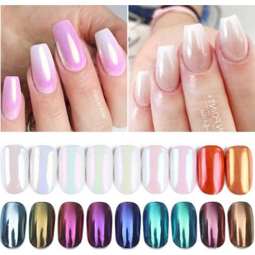 1g Gradient Pigment Powder on nails White Silver Gold Super Shimmer Magic Nail Glitter Laser Decorations