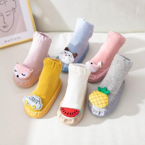 1Pair Spring&autuom Baby Floor Socks Cartoon Soft Shoes Toddler Non-slip Soft Bottom Indoor&outdoor Socks Garden Shoes For Kids