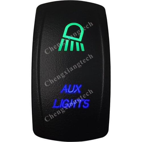 12V 24V Marine Car Boat Truck RV AUX LIGHTS Rocker Switch SPST, 5 Pins ON-OFF, Green & Blue Led Push Switch for Carling