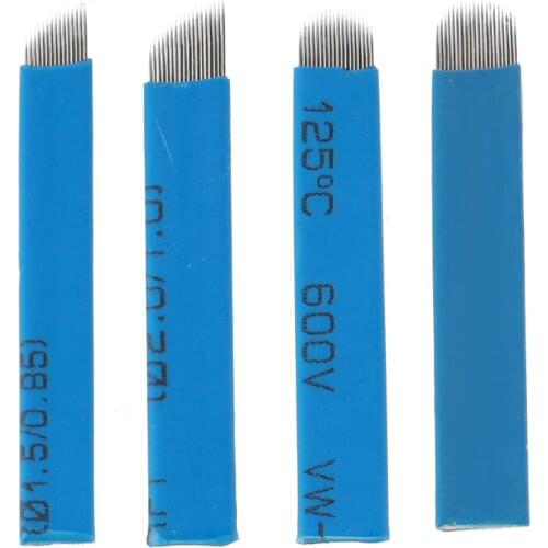 20pcs/lot N15/18/20U Disposable Permanent Tattoo Needle Manual Eyebrow Needles Blade For 3D Embroidery Microblading Pen