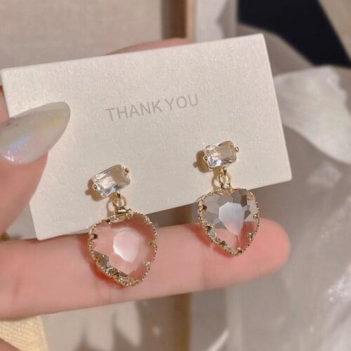 PERMIH 2021 New Crystal Drop Earrings For Women Fashion Gold Colour Zircon Earrings Personality Chic Female Retro Drop Earrings