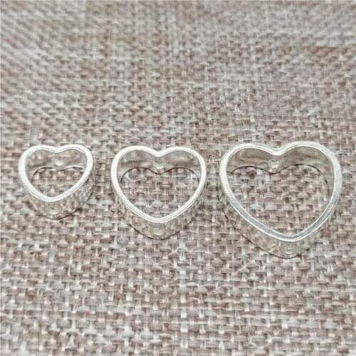 925 Sterling Silver Love Heart Bead Frames for 6mm, 8mm, 10mm Beads